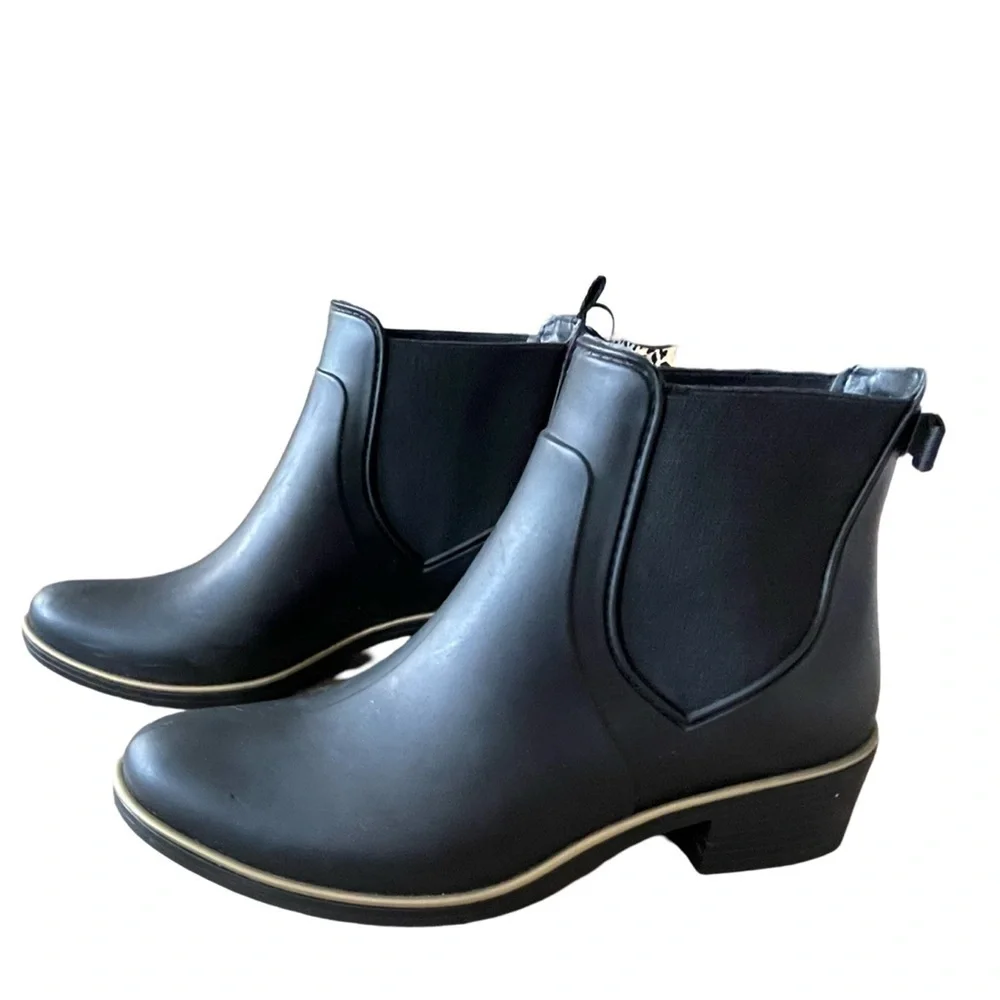 Kate Spade New York Solstice Rubber Black Rain Chelsea Boots Size 6